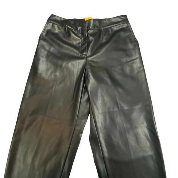 Ruby Rd. Pants Women's 10 Black Faux Leather Wide Leg Flat Front Pockets Outdoor - Picture 12 of 16